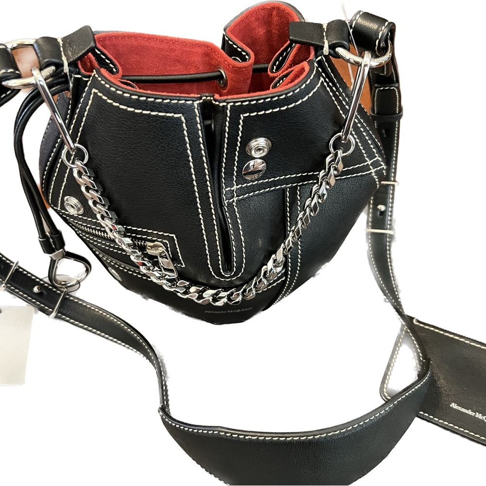 Alexander McQueen Biker bucket bag.